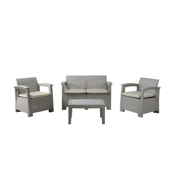 영가구 라트 SR 피렌체 라탄 야외용테이블 쇼파세트 야외테이블세트, 라이트그레이