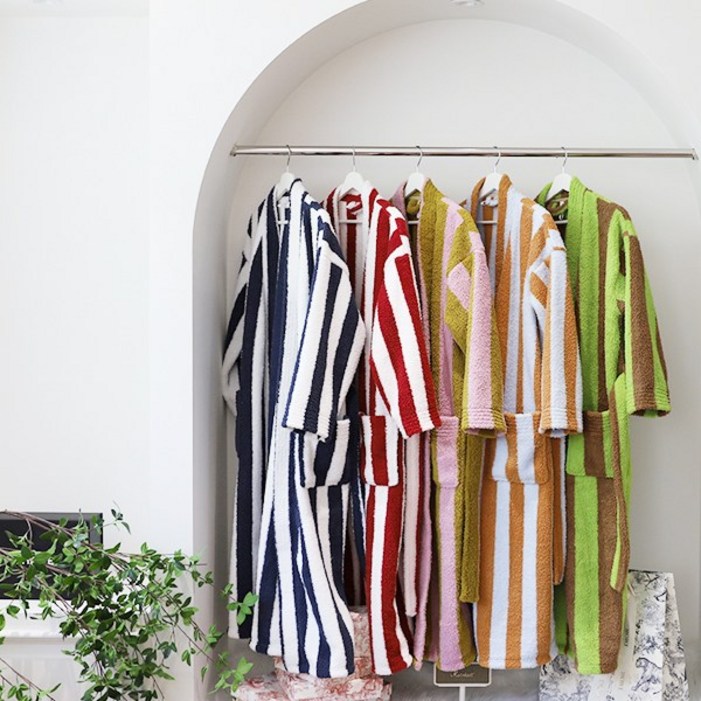 커플잠옷 로브가운 호텔 목욕 샤워가운 스트라이프 극세사 파자마 수면잠옷 세트 겨울 홈웨어