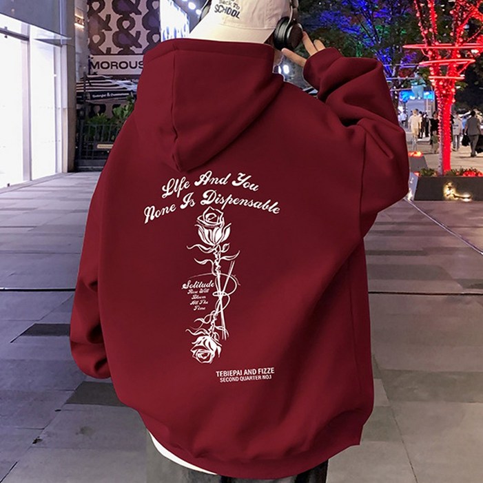 스몰더 남자 오버핏 플라워 후드 맨투맨 티셔츠 1730