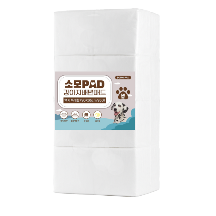 소모패드 강아지 배변패드 레몬향, 4개, 60개입