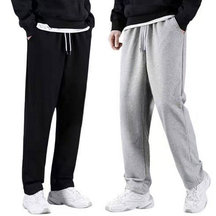 2장세트 남녀공용 고급 컴포트 면 춘추 츄리닝바지 트레이닝 스트레이트 일자 팬츠