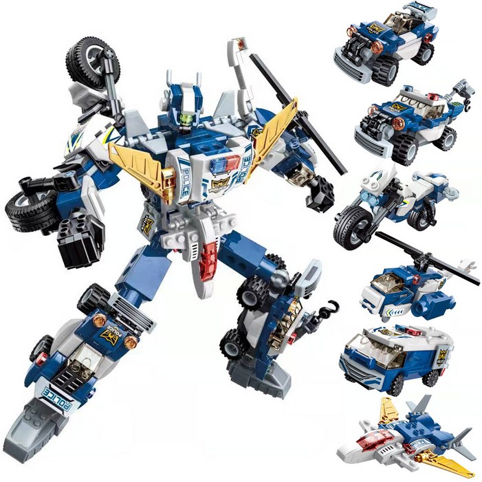 초등 저학년 고학년 장난감 경찰 경찰서 미니 블럭 사은품 증정 레고 시티 클래식 호환 변신 로보트 남자아이 남아 세일 할인 6살 7살 8살 초등학생 생일 선물 10살 11살, 1개