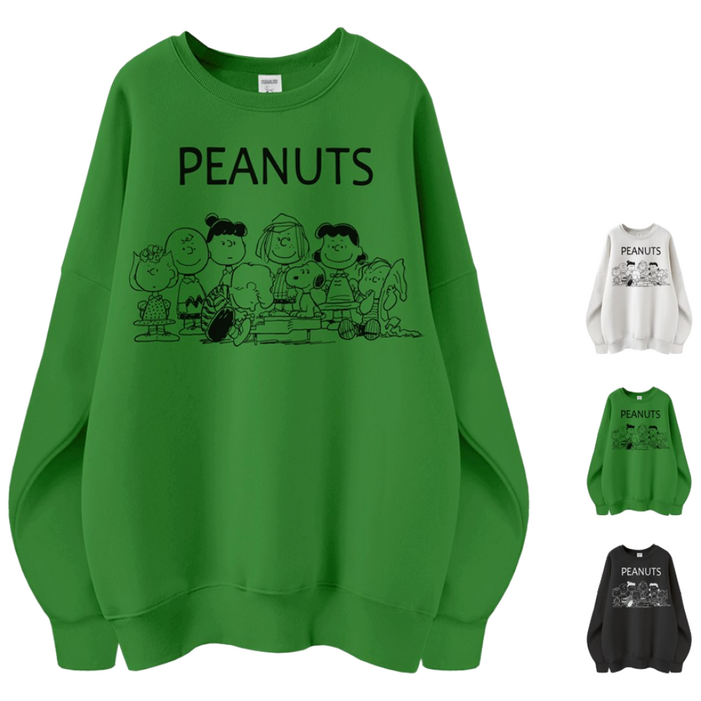 엠제이스타 피너츠 여성 특양면 커플룩 오버핏 남녀공용 캐릭터 스누피 맨투맨 티셔츠