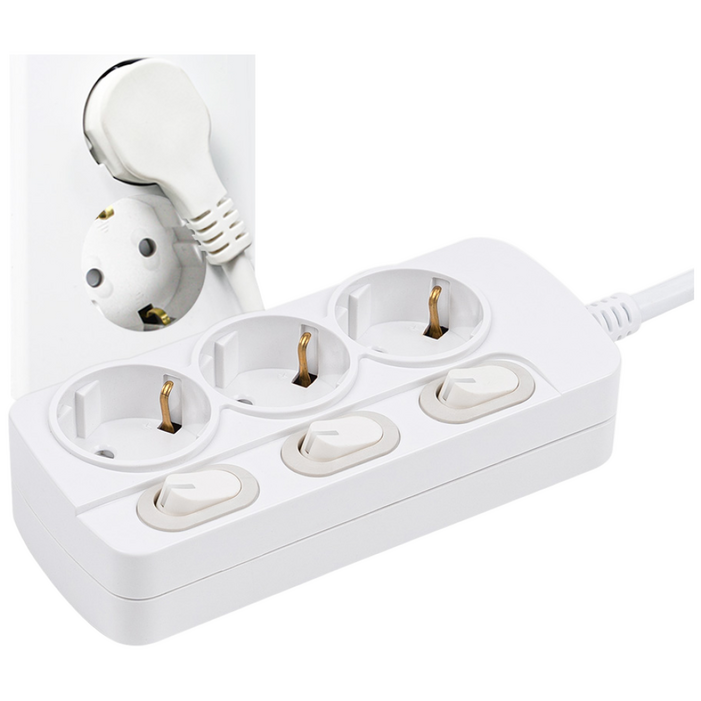 몬스터탭 슬림플러그 국산 개별 멀티탭, 1개, 개별 3구 화이트, 1.5m
