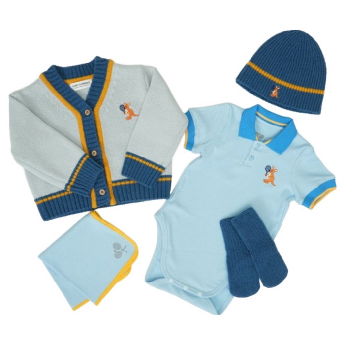 코트앤크래들 프리미엄 베이비 테니스룩 바디수트 가디건 5종 선물세트