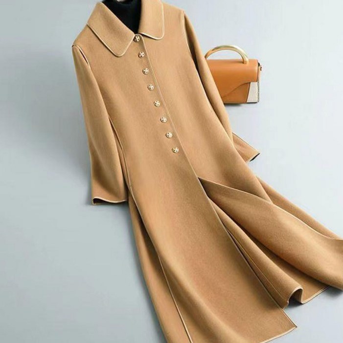 TIMEPURE 가을겨울 신상 울혼방 모직 코트 여성용 빅사이즈 트렌치코트 슬림핏 슬리밍 트렌디 엘레강스 보온성 오피스룩 롱기장 롱 자켓 루즈핏 아우터 오버니 코트