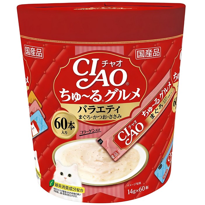 챠오츄르 구루메 버라이어티 고양이 간식 60p, 혼합맛참치닭가슴살가다랑어, 840g, 1개