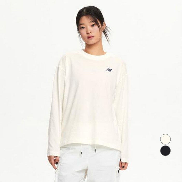 뉴발란스 여성용 에센셜 스몰로고 긴팔 티셔츠 NBNDF2V312