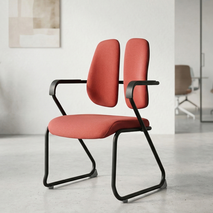 듀오백 독서실 스터디의자 DK073B, 레드