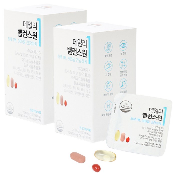 데일리밸런스원 하루1팩 영양제 15p, 23.475g, 2박스