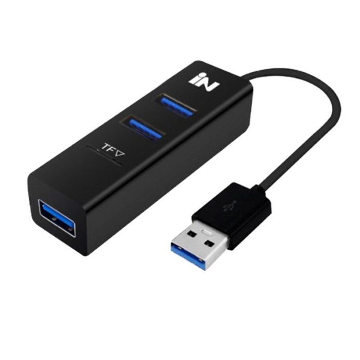 인네트워크 USB2.0 3포트  TF MicroSD 카드 겸용 허브 블랙 INU3TFBK
