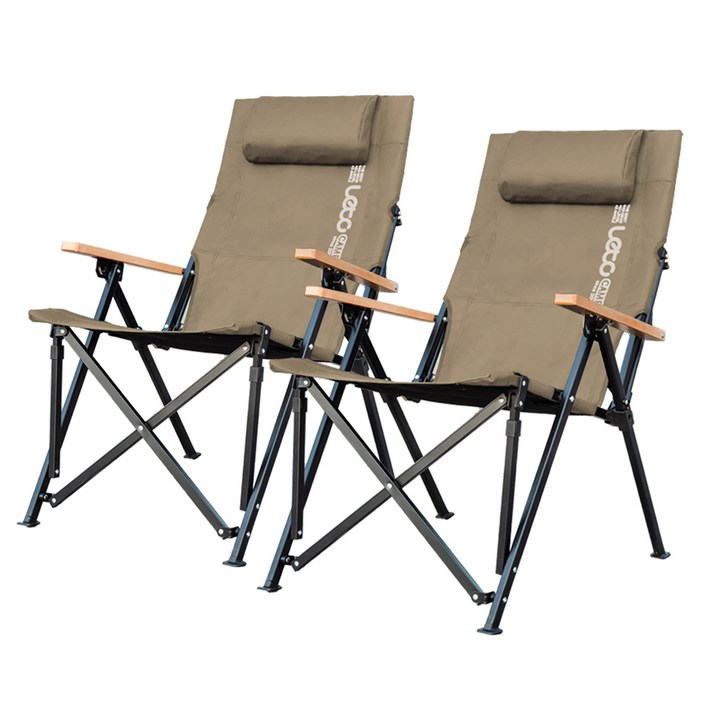 레토 각도조절 접이식 캠핑의자, 2개, 브라운
