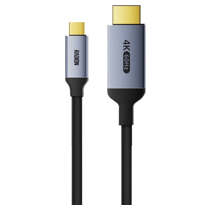 라디온 USB C타입 TO HDMI 4K 60Hz UHD MHL 미러링 케이블, 1개, 1m