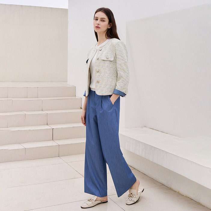 더아이잗 여성용 백 밴딩 턱 와이드 팬츠 IP4A0SL231