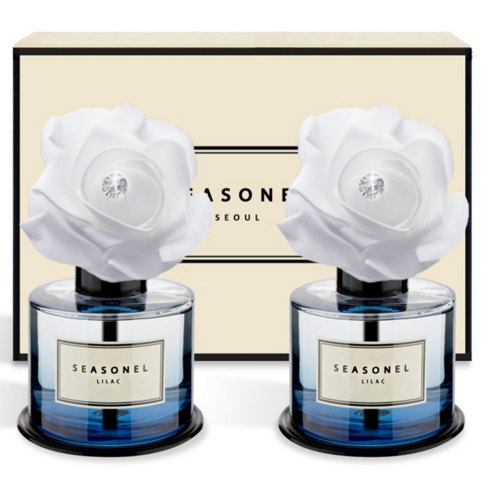 시즈넬 차량용 디퓨저 화이트 로즈 블루 120ml, 라일락, 2개