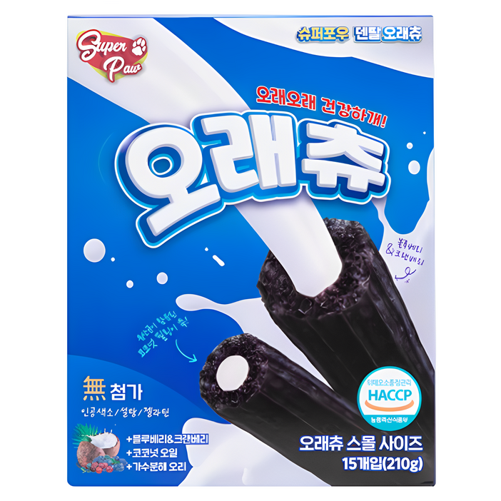 슈퍼포우 강아지 오래츄 덴탈껌, 혼합맛블루베리크랜베리, 210g, 1개 슈퍼포우 강아지 오래츄 덴탈껌, 혼합맛블루베리크랜베리, 210g, 1개