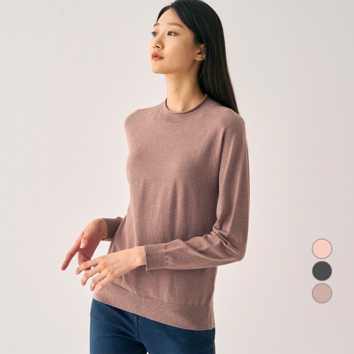 지넬 여성용 반짝이 반넥 풀오버니트 티셔츠LFKTNA12