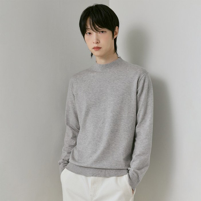 210에디트 남녀공용 캐시미어 블렌디드 반터틀넥 솜털니트 ZZ4SW011