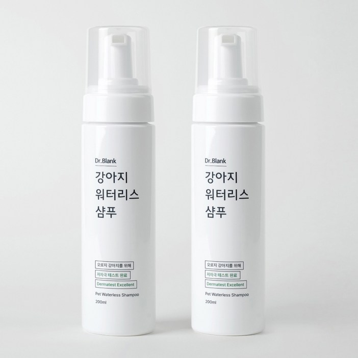 닥터블랭크 저자극 강아지 워터리스 샴푸 세트, 200ml, 2개