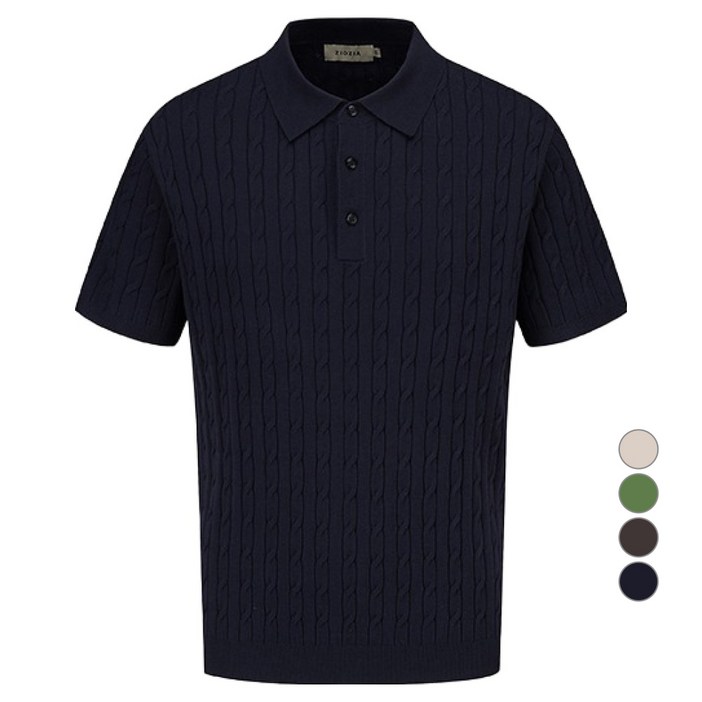 지오지아 남성용 미라쿨 케이블 티에리 반팔 니트 AEF2ET1102