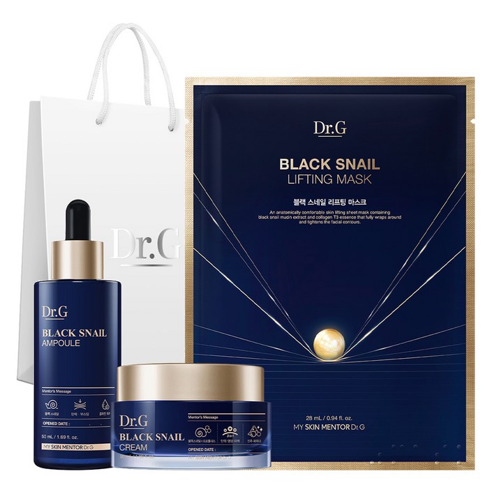 닥터지 블랙 스네일 앰플 50ml + 크림 50ml + 리프팅 마스크 스페셜 선물세트, 1세트
