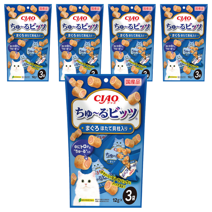 챠오츄르 고양이 츄르비츠 짜먹는 간식 CS-172 3p, 혼합맛(참치/가리비관자), 36g, 5개