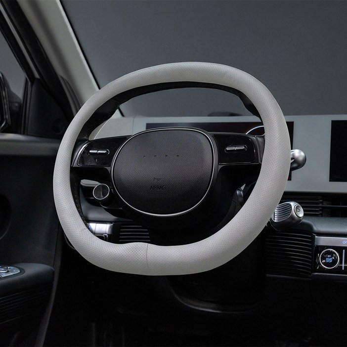 벤딕트 차량용 실리콘 핸들 커버 타공 더블 D컷 순정형, 샌드베이지