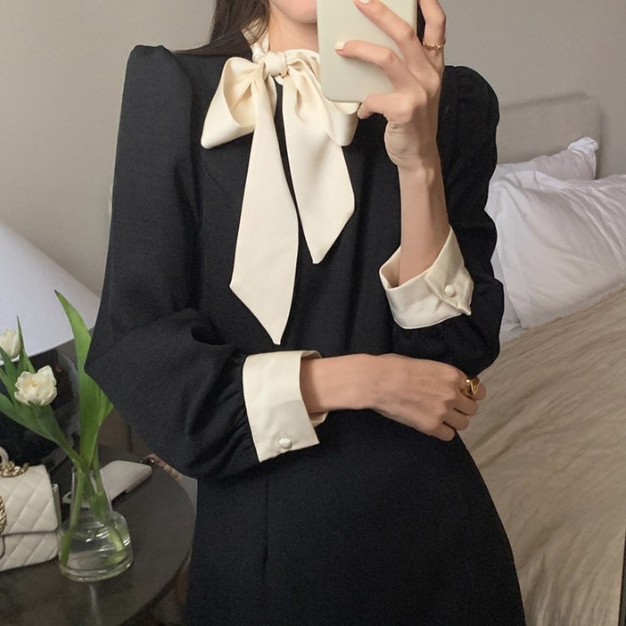 타니즈 여성용 키슈 하객룩 투타입 타이 원피스