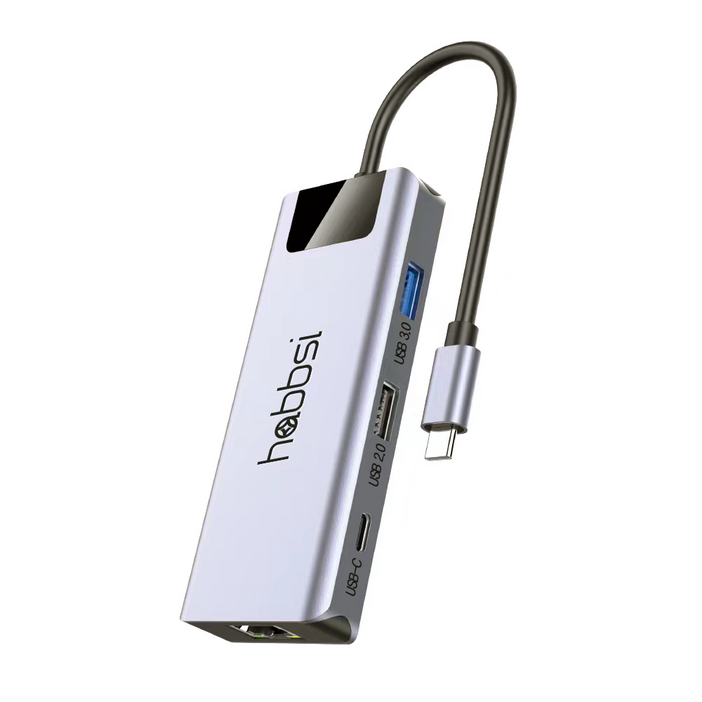 햅시 100W PD 충전 8포트 C타입 HDMI 4K USB3.0 미러링 멀티 허브 YMH8Prime, 스페이스그레이, 1개