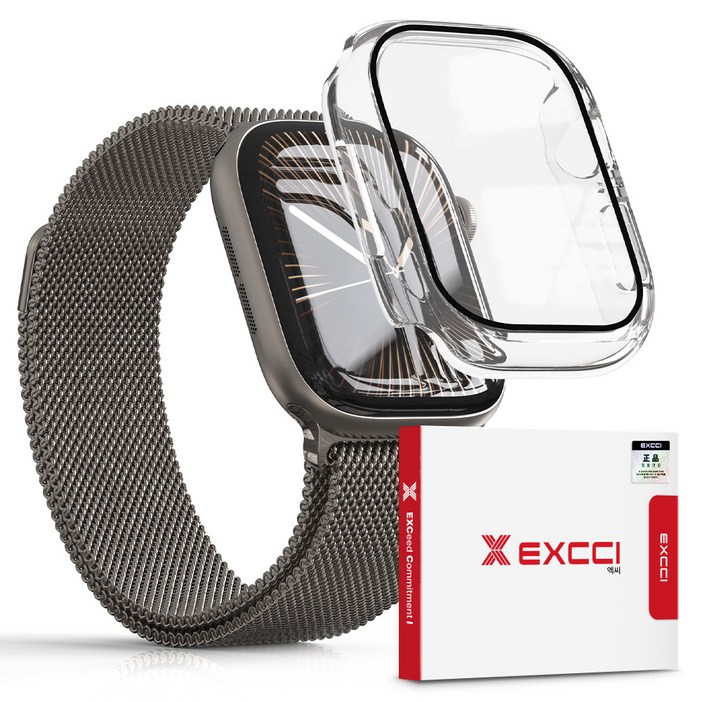 엑씨 9H 풀커버 강화유리 일체형 하드 스마트워치 케이스, 투명, 1세트