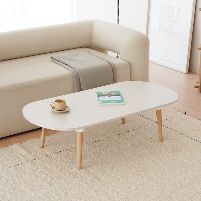 레몬트리 국내제조 E0 LPM 우드 접이식 타원형 900 테이블, 실버 그레이