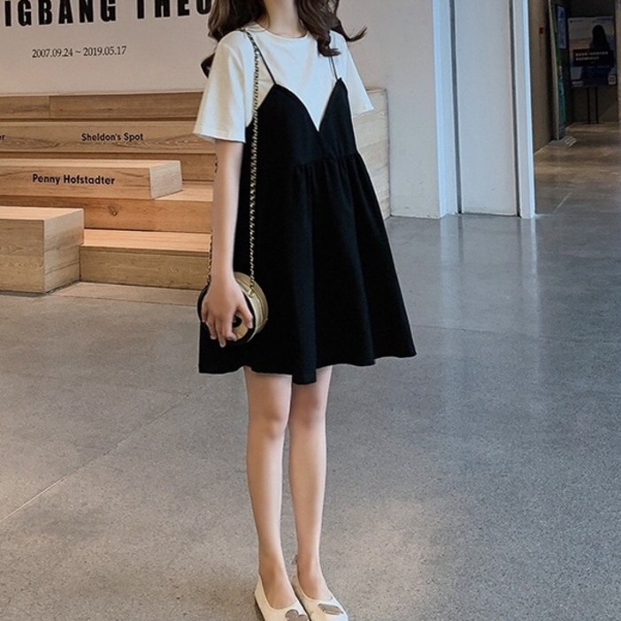 피어니스트 뷔스티에 반팔 미니 원피스 빅사이즈 포함