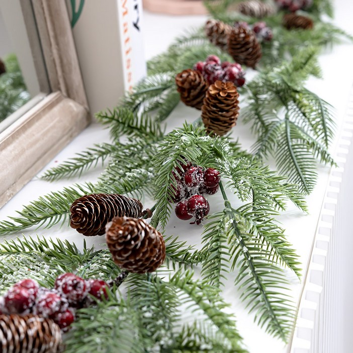 플라워트리 인테리어 벽장식 소품 길쭉 솔방울 소나무 가랜드 170cm