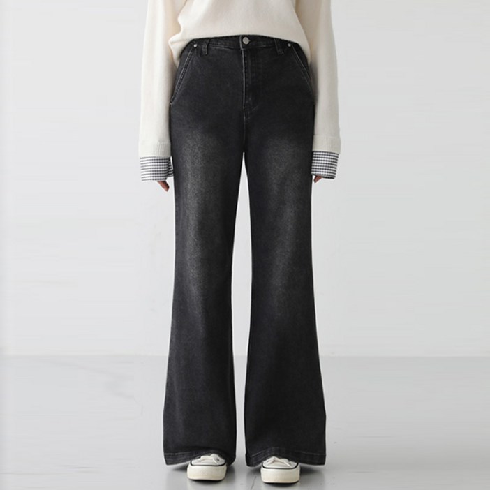 피핀 여성용 숏기본롱 기장 세미 부츠컷 스판 데님 팬츠 710898