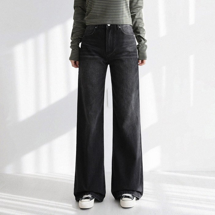 앤드스타일여성용롱숏 기장 딱맞진39탄세미와이드부츠컷데님팬츠265047