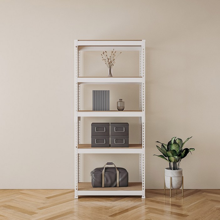 스피드랙 국내 제조 라이트 무볼트 조립식 철제 앵글 선반, 화이트, 5단