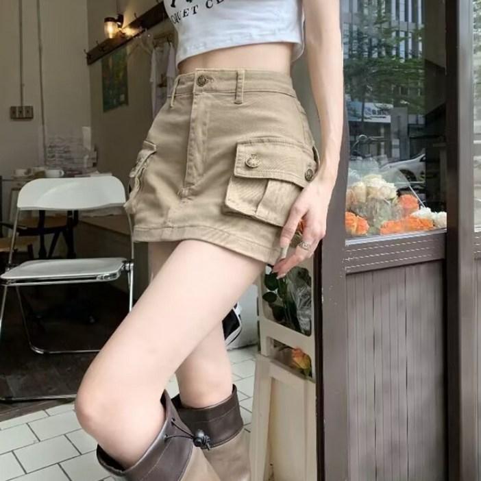 피어니스트 러스크 카고 스타일 포켓 미니 스커트