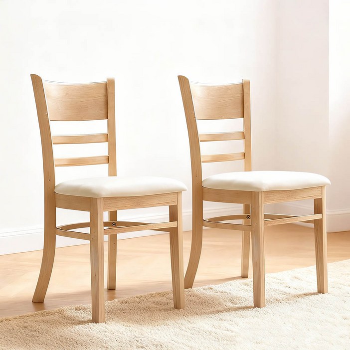 리비니아 케빈 원목 2인용 식탁의자 카페의자 원목의자 인테리어의자 11, 내츄럴아이보리가죽좌판, 2개