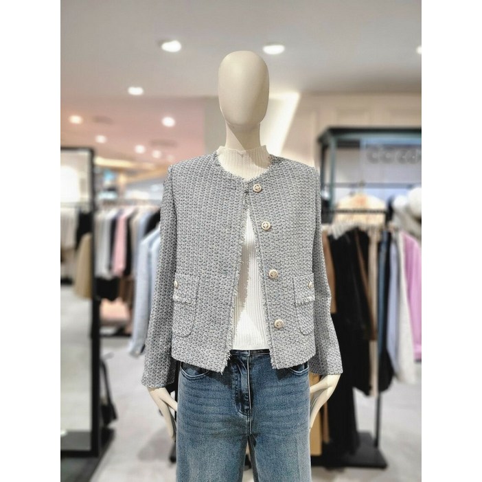 [백화점상품] CC콜렉트 트위드 자켓 라운드넥 클래식 우아한 오피스룩 봄