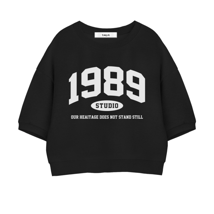 TSF 1989스튜디오 세미오버핏 크롭 반팔 맨투맨