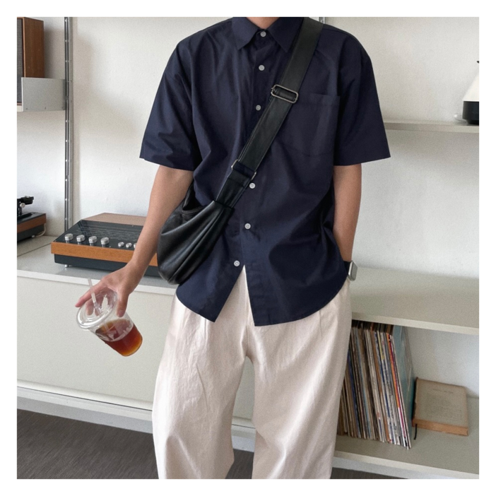 르위 30수 린넨 하프 오버핏 반팔 셔츠 남녀공용