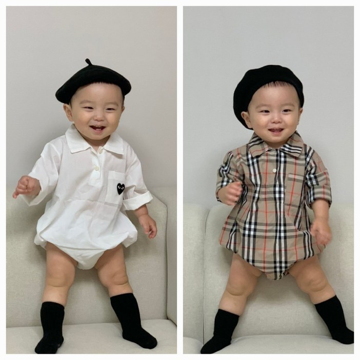 북유럽풍 아기옷 베이비옷 아기우주복 신생아옷 3개월 6개월 백일 남방 바디슈트 긴팔수트 조동친구 촬영룩 커플룩 쌍둥이룩 형제룩 남매룩 코디