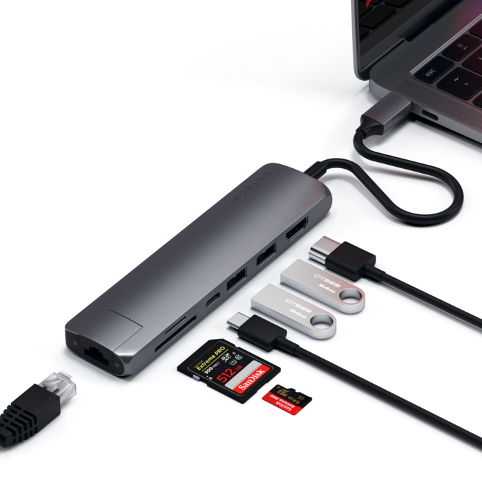 사테치 USB C타입 7in1 알루미늄 슬림 맥북 멀티 허브 이더넷 어댑터 사테치 USB C타입 7in1 알루미늄 슬림 맥북 멀티 허브 이더넷 어댑터