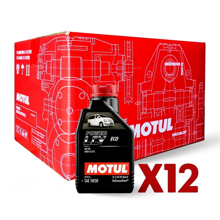 모튤 파워 LCV 에코 5W30 1L C2 C3 한박스 1Lx12개 합성엔진오일, 12개