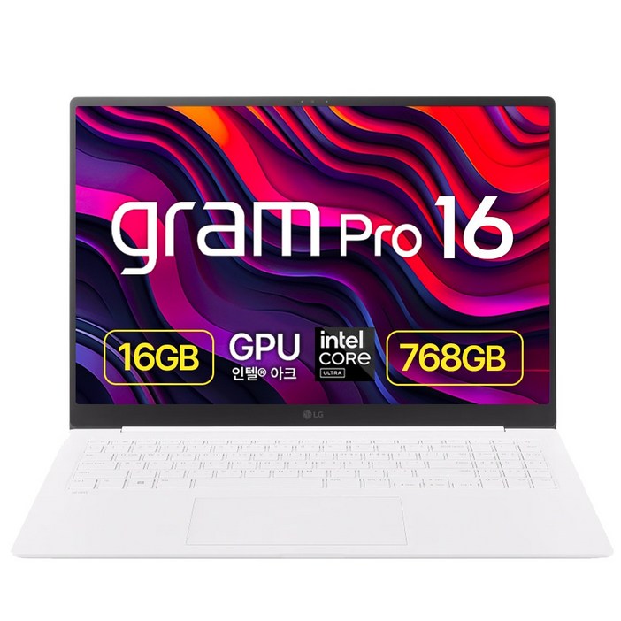 LG전자 그램 Pro 16ZD90SPGX76K 코어 울트라7 인텔 Arc, 16ZD90SPGX76K, Free DOS, 16GB, 768GB, 에센스 화이트