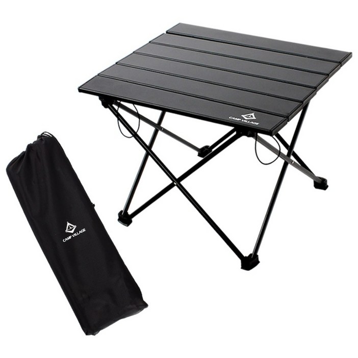 캠핑 초경량 알루미늄 접이식 롤테이블, 블랙