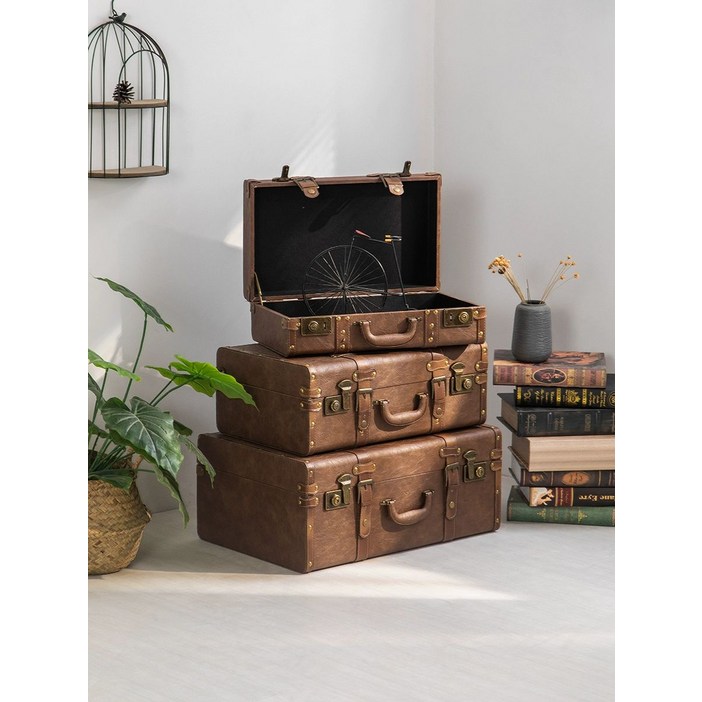 여행용 가방 엔틱 레디백 대형 인테리어 여행 빈티지캐리어 수납 트렁크 기내캐리어 장식품 중학생 기내 복고풍