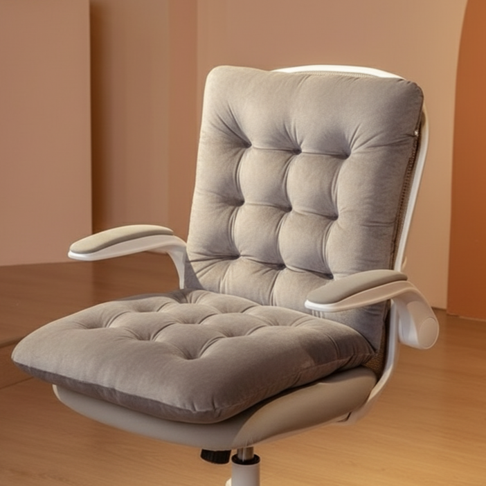 일상채움 푹신하고 따뜻한 겨울 풀커버 일체형 등받이 방석, 그레이