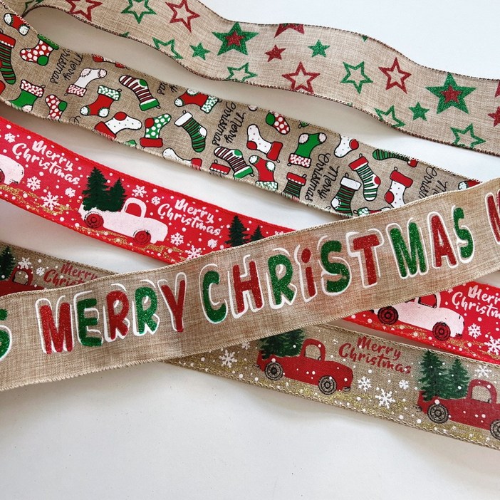 크리스마스 린넨리본