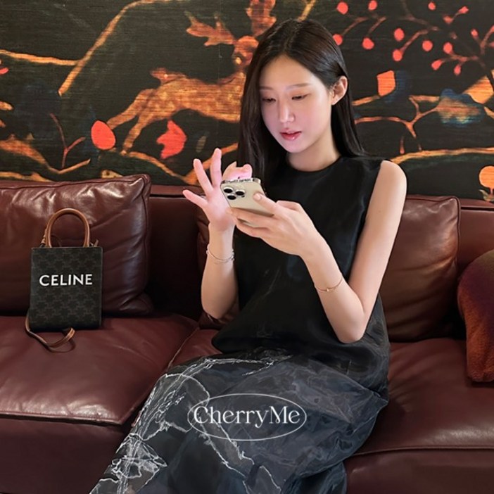 [자체제작] 체리미 오간자 새틴 나시 롱 원피스 (여름원피스/인생샷원피스/하객룩원피스/하객룩/빅사이즈원피스/체형커버/여름/여행/휴가/휴양지/휴양지룩)